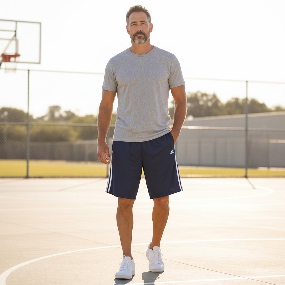 Adidas Mens Climalite 3-Stripe Athletic Shorts Navy Blue 2XL NEW